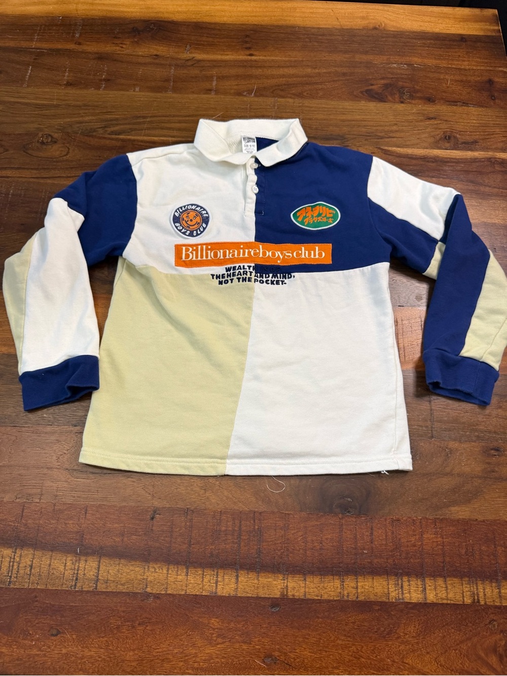 Billionaire Boys Club Kids 9/10 Colorblock Rugby Polo Shirt BBC Logo Patches